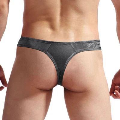 Mens Satin Briefs Sexy Low Rise Bikini Thong Breathable Underwear Pouch Panties# - Image 1 of 4