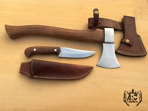 MASSANFERTIGUNG SET CAMPING BEIL AXT & BUSHCRAFT JAGDMESSER MIT SCHEIDEN - Bild 1 von 4