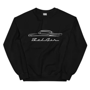 1957 Chevy 57 Belair Bel Air Outline Antique American Collector Car Sweatshirt - Bild 1 von 12