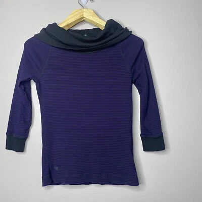 Suéter LRL Lauren Jeans Co Ralph Lauren Para Mujer Cuello Capucha Negro Púrpura Rayas M Foto 1 de 4