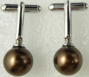 Mens Sea Shell Pearl Jade Tigereye Cuff Links Gentleman Party Cufflinks Gift New - Picture 1 of 26