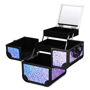 Byootique Makeup Train Case 2-Tier Trays Portable Cosmetic Cases Mermaid Purple - Imagen 1 de 11