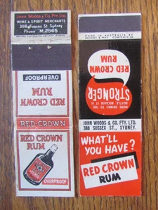 ALCOHOL MATCHBOOK COVERS: RED CROWN RUM SYDNEY, AUSTRALIA EMPTY MATCHCOVERS -A1 - Picture 1 of 2