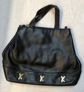 Paloma Picasso * Vintage * schwarzes Leder * 2WEGE Schultertasche - Bild 1 von 3