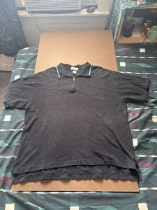 Vintage 90s Merona 1/4 Zip Single Stitch Black Polo T Shirt Size XL - Bild 1 von 10