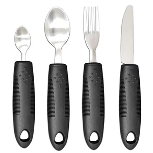4X Arthritis Cutlery Set Easy Grip Large Rubber Handle Handled Knife Fork Spoon - Picture 1 of 10