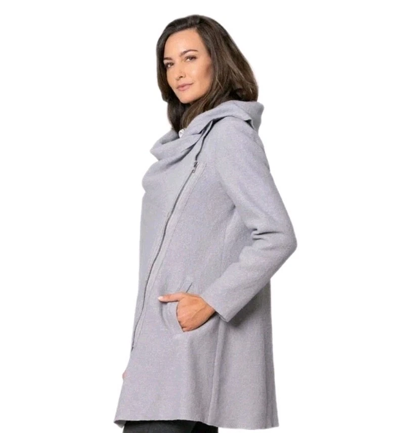 Abrigo STELLA CARAKASI Far & Away Talla M Lana Natural Lux Lagenlook Asimétrico Cremallera Foto 1 de 4