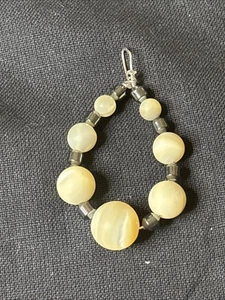 Handmade Pendant With Antique Italian Mother Of Pearl Beads And Hematite Beads - Picture 1 of 1
