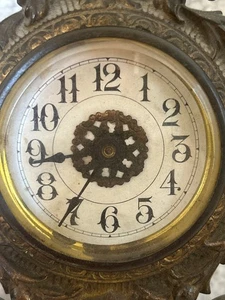 Early 1900s Antique Western Clock Gild  Victorian Wind Up Mantel Clock w/Cherub - Picture 1 of 8