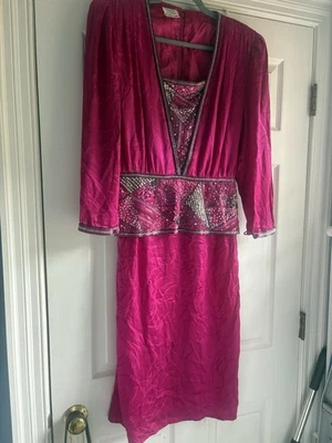 Vestido Francesa of Damon para Starington 100 % seda cintura cuentas talla 8 Foto 1 de 4