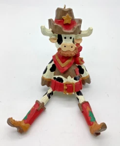 "Adorno de Navidad de vaca de resina, occidental, sheriff, articulado, botas de vaquero, 7""" - Imagen 1 de 6