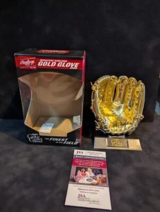 CINCINNATI REDS PETE ROSE SIGNED INSCRIBED 2XGG MINI GOLD GLOVE JSA COA - Picture 1 of 3