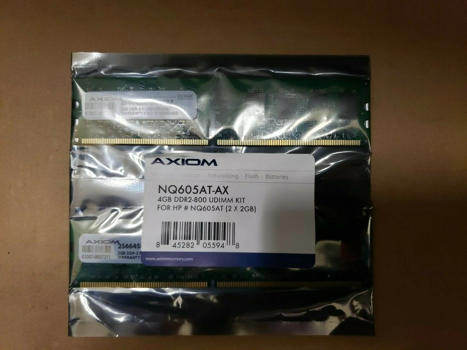Axiom NQ605AT-AX 4GB (2 X 2GB) 240-pin DDR2 SDRAM 800 PC2 6400 For HP NQ605AT-AX - Image 1 of 2