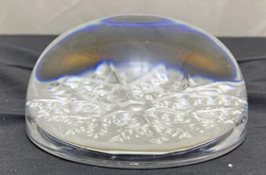 Paperweight Clear Crystal Snowflake Dome Design Holiday Collectible France Vtg - Picture 1 of 5