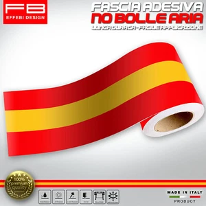 Fascia Striscia Adesiva Bandiera Spagna Flag Spain Stripes Auto Moto Camion HQ - Picture 1 of 1