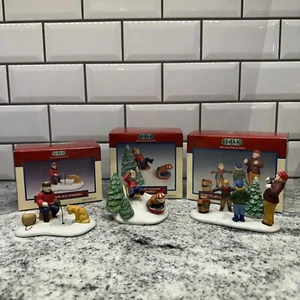Set Of 3 Small 1994/1998 LEMAX Porcelain Village Collection Accessories (READ) - Picture 1 of 13
