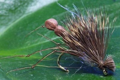 WET YOUR FLY 3 x UV braun HOGG Daddy lange Beine Fliegen Größe 10