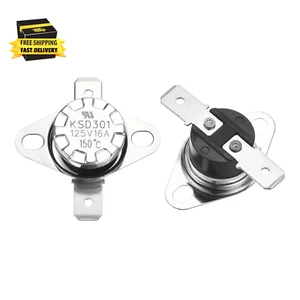 2Pcs KSD301 Thermostat 150°C/302°F 16A Normally Closed N.C Adjust Snap Disc Temp - Picture 1 of 4