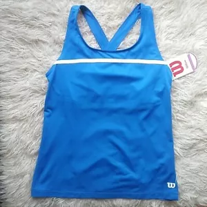 Wilson Blue Team Tank Top Tennis Built in Bra NWT Small - Picture 1 of 8