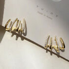 Rhinestone Four-claw Row Earrings Female Simple Korean Shiny Earrings ParJN