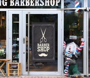 3D Man Hair Cut I277 Barber Shop Window Stickers Vinyl Wallpaper Wall Murals Hon - Picture 1 of 10