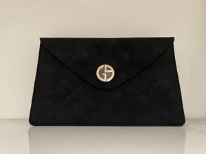 Giorgio Armani Faux Suede Black Clutch Bag - Picture 1 of 1