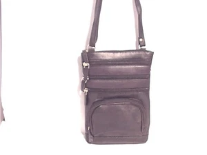 PIEL DE OVEJA-DELGADA-TRANSVERSAL-BOLSO-CON-3-DELANTERO-CREMALLERAS-NEGRO M12 - Imagen 1 de 3