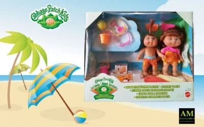 VINTAGE - CABBAGE PATCH KIDS - BEACHTIME TWINS PLAYSET CODY & REGINE MATTEL 1997 - Bild 1 von 4