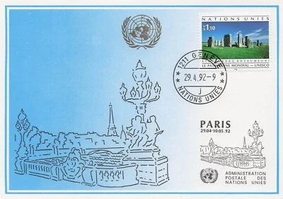 United Nations Geneva 212 Maximum Blue Card Stamp Show Paris - Image 1 of 2