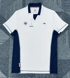 Lacoste x Roland Garros Men's Performance Polo Shirt In White / Navy Blue - Picture 1 of 8