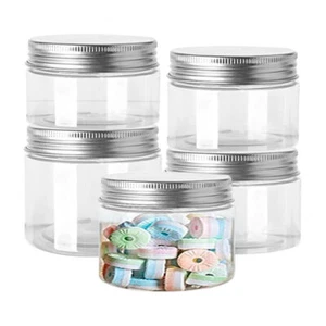 PET Pot 200ml-500ml Plastic Cosmetic Jars Empty Snack Clear Storage With Lid - Picture 1 of 16