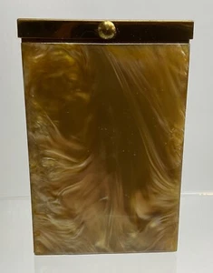 Vintage Marhill Amber Mother Of Pearl Cigarette Box Case Tobacciana - Picture 1 of 13