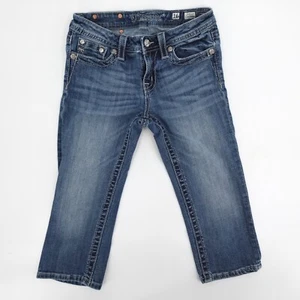 Miss Me Jeans Girls 16 Blue Denim Studded Cropped Capri Mid Rise medium Wash - Picture 1 of 15