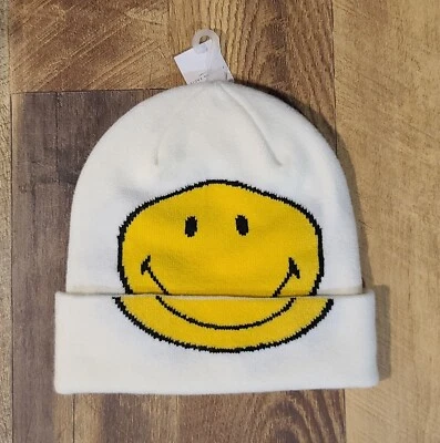 NUEVO American Eagle X Smiley Gorro Puño Crema Adulto Feliz Hombre Mujer Nuevo con Etiquetas Foto 1 de 4