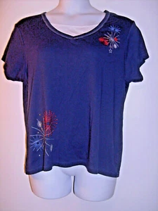 Crystal Kobe Size XXL Blue Short Sleeve Fireworks Top - Picture 1 of 4