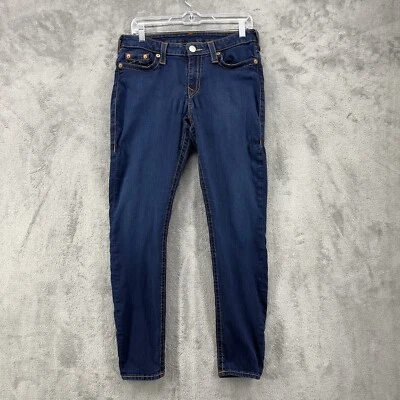 Pantalones de mezclilla True Religion para mujer 31 azules curvilíneos ajustados antiguos bolsillos elásticos de diseñador Foto 1 de 4
