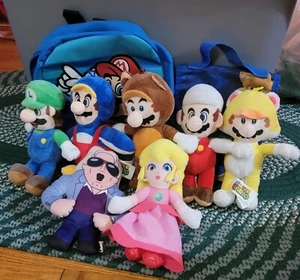 8 Super Mario Plush Backpack Raccoon Peach Luigi Penguin Sonic Brawler Ric Flair - Picture 1 of 21