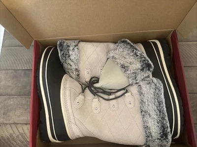 Khombu Emily Winter Snow Boot Womens Size 10 Grey Leather Faux Fur New With Box - Image 1 of 3