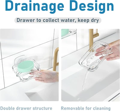 Jabonera Adhesivo Acrílico Transparente Soporte Jabonero Auto Drenable Sin Requisición de Perforación... Foto 1 de 4