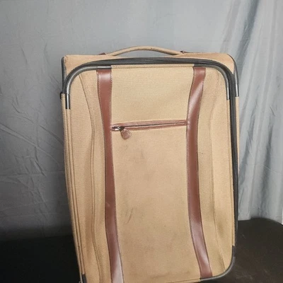 VINTAGE retro LL BEAN tweed luggage rolling bag suitcase euc  - Image 1 of 4