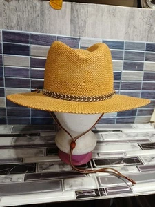 Stetson Straw Hat Wide Brim 3,5"with Draw String Brown L/XL - Picture 1 of 9