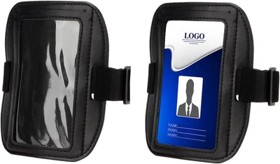 2件装男士臂章夹,皮革透明窗户ID臂章可调节徽章 — 第 1/4 张图片