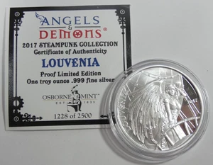2017 Steampunk Collection Angels & Demons Proof Ltd Ed 1oz .999 Silbermedaille - Bild 1 von 6