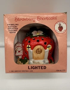 Very Rare 1980 Vintage Strawberry Shortcake Twinkling Lighted Ceramic House NIB - Picture 1 of 14