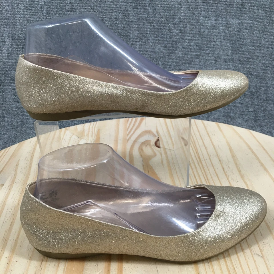 Zapatos planos informales sin cordones American Eagle para mujer 8 dorados brillantes punta redonda Foto 1 de 4