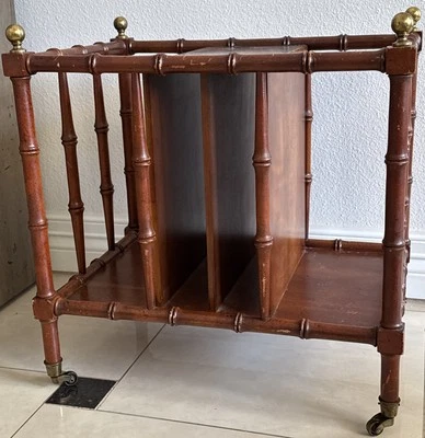1960s Bamboo Carved Burlwood Magazine Rack - Image 1 of 4
