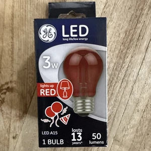 Ge Lighting  LED Party Light Bulb, A15, Red, Soft White, 100 Lumens, 3-Watt - Picture 1 of 2