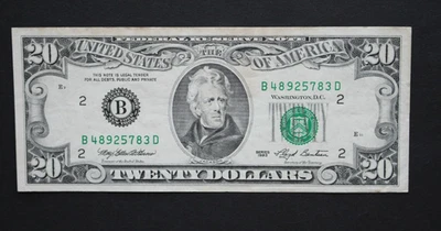 1993 $20 Federal Reserve Note/New York/F-2079B/about uncirculated - Image 1 of 4