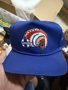 Vintage Santa Fe seltene Häuptling Mütze Netz Trucker Druckknopflasche - Bild 1 von 6