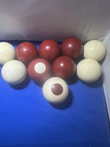Set of (10) Vintage Red & Whiteish/Yellow Bumper Pool Balls Bakelite? - Picture 1 of 6